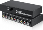 RCA Switch 2 in 1 Out Composite Video L/R Audio Selector Box 2X1, BolAAzuL 2-Way RCA Switcher - 2 Port AV Selector Switch - Plug & Play for Wii PS2 Xbox DVD STB HDTV