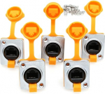 SZRMCC RJ45 veekindel Cat5e pistikupesa paneelile paigaldatav Ethernet LAN kaabli&uuml;hendus tsingisulamist korpus tolmukorkiga (kollane, 5 tk)