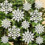 Pakett 36 j&otilde;ulud valge lumehelbeke ornamentide plastist Glitter lumehelbeid ornamente talvel j&otilde;ulupuu kaunistused suurus varieerub Craft lumehelbeid