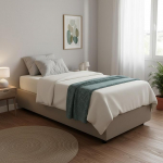Talamo Italia - Eleonora &uuml;heinimesevoodi kunstnahast - 100% Made in Italy - eest avatav - koos madratsiga 80 x 190 cm - Taupee