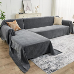 CAPALOCA Sectional Couch Covers Chenille Diivan Covers Washable koos Tassel L kuju Diivan Throw Diivan Protector koertele lemmikloomadele XL (71 "x110"+71 "x118", tumehall)