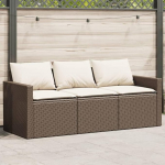 Homgoday Garden Diivan Outdoor 3 istekohaga diivan koos pruun pol&uuml; rotangist padjaga Voodi diivan Diivan Aia diivan Elutuba Patio Outdoor m&ouml;&ouml;bel
