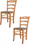 t m c s Tommychairs - 2 Cuore tooli k&ouml;&ouml;gi- ja s&ouml;&ouml;gitoa komplekt, vastupidav struktuur lakkpuidust, mett v&auml;rvi ja pruunist kangaga kaetud polsterdatud iste.