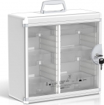 Glosen meditsiinikapp v&otilde;tmelukuga, apteegikapp 5 sektsiooniga, ravimite s&auml;ilitamine, kodune ravimikapp, esmaabikapp rippuv, 39,7 x 16,5 x 39,2 cm (valge, suur)