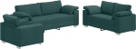 3-Sitzer Diivan hellgrau Leinen, 2-Sitzer Diivan hellgrau modern und Sessel als 3-teiliges Sofa-Set in zeitlosem Design aus Leinenmischgewebe