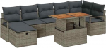 Rantry 8-teiliges Garten-Sofa-Set mit Kissen Grau Poly Rattan, 2-Sitzer Garten-Sofa mit Kissen Grau Poly Rattan Gartenlounge Model3360003