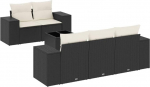 6-TLG. Poly Rattan Gartenm&ouml;bel Set Schwarz 110 kg belastbar Glasplatte Tisch 55 cm Modernes Design Outdoor Lounge Sofa f&uuml;r Garten Terrasse Balkon