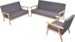 3-TLG. Sofa-Set Dunkelgrau Stoff Sofagarnitur &auml;u&szlig;erst bequem Schlichtes skandinavisches Design ideal zum Entspannen Lesen Fernsehen