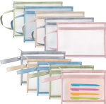 10 x farbige Netztaschen mit Rei&szlig;verschluss, 5 x A4 ja 5 x A5, doppellagige Spielzeug-Aufbewahrungstaschen mit Rei&szlig;verschluss, tragbare Puzzle-Baustein-Sets, Spielzeug-Aufbewahrungstaschen f&uuml;r Schule