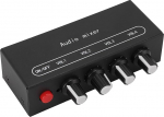 Stereo Line Sound Mixer 4-kanaliline Line Mixer 3,5 mm Stereo Jack 4 sisendit 1 Stereo v&auml;ljund ja helitugevuse reguleerimine PC telefoni k&otilde;rvaklappide v&otilde;imendi jaoks