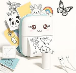 Mini Mobiler Thermodrucker mit Bluetooth, kompatibel mit Android und iOS, monochromer Druck, ohne Tinte, inklusive 1 Rolle Thermopapier f&uuml;r Fotos und Etiketten, Blau