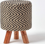Homescapes Natural Black Tall Tribal Style Footstock - 32 x 32 x 42 cm