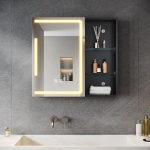 SONNI LED Vannitoa peeglikapp reguleeritava riiuli ja avatud hoiuruumiga, 65 x 60 cm Vannitoa peeglikapp koos valgustuse ja pistikupesaga, dimmerdatav, uduvastane, meditsiinikapp