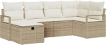 Rantry 6-teiliges Garten-Sofa-Set mit Kissen Beige Poly-Rattan Gartenlounge Model3359180