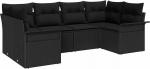 Rantry 6-teiliges Garten Sofa Set mit Kissen Schwarz Poly Rattan Gartenlounge Model3345503