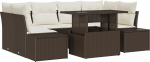 7-teiliges Garten Sofaset mit Kissen Braun Poly Rattan Gartenlounge Model3349114