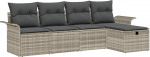 5-teiliges Garten Sofa Set mit Kissen Hellgrau Poly Rattan Gartenlounge Model3358861