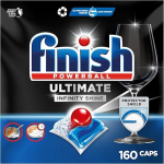 Finish Ultimate Infinity Shine Dishwasher Tablets - Dishwasher Tablets for Deep Cleaning, Grease Dissolving Power and Shine with Protective Shield - 2 x 80 Finish Caps