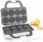 SugarWhisk Mini Waffle Maker, Waffle Maker lastele, k&uuml;psetab 8 x 5 cm pisikesi vahvleid, v&auml;ike vahvlimasin, kompaktne ja lihtne kasutada, mittekleepuv pind, sisaldab retsepti, valge