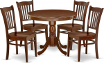 East West Furniture ANGR5-MAH-W 5-osaline toakomplekt sisaldab &uuml;mmargune k&ouml;&ouml;gilaud koos alusega ja 4 s&ouml;&ouml;gitooli, 36" x 36"