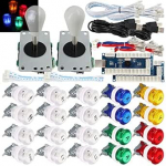 SJ@JX 2 m&auml;ngija Arcade m&auml;ngupulk DIY komplekt Nupud koos logo LED 8-tee Joystick USB kodeerija kaabel kontroller PC MAME Raspberry Pi v&auml;rviline segu