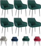 Eccellensedie S&ouml;&ouml;gitoa toolid 6 moodsa k&ouml;&ouml;gitooli komplekt - mugav elutoa tool polsterdatud tooli sametist iste k&auml;etoed ja metallist jalad (6, roheline)