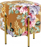 Baroni Home Square Velvet Footstock Padded Living Room Pouf Pouf Pink for Bedroom Flower Base Cognac 33x33x38cm