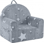 MeMoreCool laste tugitool - mugav pluusist laste diivan 1-3-aastastele, pehme vahtpolsterdatud tool, kaasaskantav laste tool lastetuppa, m&auml;ngutuppa ja lugemisnurka, hall t&auml;ht