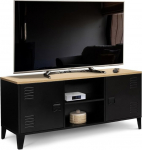 IDMarket - 44" Ester telerialus 2 uksega metallist ja puidust paneeliga t&ouml;&ouml;stusdisainiga