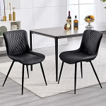 BERYTH S&ouml;&ouml;gitoolide komplekt 2 k&ouml;&ouml;gitooli k&otilde;rge seljatoega polsterdatud toolid 5 cm istmepadjaga PU nahast s&ouml;&ouml;gitooli kaasaegsed tugitoolid ja metallist jalad mustad