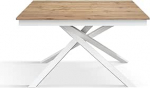 PAZZO DESIGN Ketty id_2152-B Itaalias valmistatud ristuvate jalgadega pikendatav laud (valge raam, rustikaalne tamm, 140 x 80 x 76)
