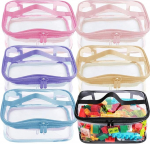 Quixotical 6 PVC m&auml;nguasjade hoiukoti komplekt, 23 x 17 x 11 cm, m&auml;nguasjade hoiukott t&otilde;mblukuga ja k&auml;epidemetega, m&auml;nguasjade lauam&auml;ngude hoiukott ehitusklotside, m&otilde;istatuste jaoks