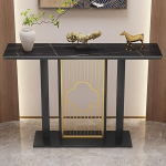 Moderner konsoollaud, Schmaler Flurtisch mit Metallsockel, Konsolentisch for Eingang, Wohnzimmer, Haust&uuml;r (must D,100cm/39.3in)