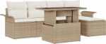 6-teiliges Garten Sofa Set mit Kissen Beige Poly Rattan Gartenlounge Model3348267