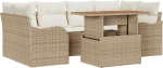 7-teiliges Garten-Sofa-Set mit Kissen Beige Poly Rattan, 2-Sitzer Garten-Sofa mit Kissen Beige Poly Rattan Gartenlounge Model3349413