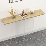 Konsolentisch, Akzent-Sofatisch, Eingangstisch, Flurtisch aus Holz, Tisch hinter der Couch, Flurtisch, Foyertisch, f&uuml;r Wohnzimmer, B&uuml;ro (Hellbraun, 80 cm)