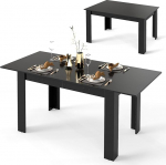 COSTWAY laiendatav s&ouml;&ouml;gilaud, 120/158 x 70 cm, k&ouml;&ouml;gilaud 4-6 inimesele, s&ouml;&ouml;gilaud kuni 110 kg, ristk&uuml;likukujuline laud restorani, s&ouml;&ouml;gituppa, k&ouml;&ouml;ki, puit ja metall, must