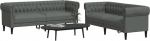 2-TLG. Sofagarnitur Dunkelgrau Stoff, f&uuml;r Wohnzimmer, Schlafzimmer, Bequeme Polsterm&ouml;bel mit Holzrahmen, atmungsaktiver Bezug, ideal zum Entspannen, 2-Sitzer & 3-Sitzer Couch Set