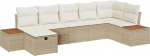 Rantry 7-teiliges Garten Sofa Set mit Kissen Beige Poly Rattan Gartenlounge Model3359643