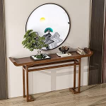 YITAYMLI Moderne Konsolentisch f&uuml;r den Flur aus Massivholz im neuen chinesischen Stil, eleganter Vintage-Sofatisch f&uuml;r Wohnzimmer und Eingangsbereich, schmaler dekorativer(Walnut,160cm/63in)