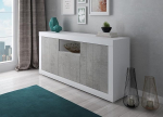 Dmora Modern Sideboard with 2 Doors, Kitchen Buffet, Sideboard with Shelves, Living Room Furniture TV Stand, cm 185 x 44 H86, White and Cement