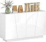 HOMCOM hoiukapp, k&uuml;ljepaneel, elutoa kapid ustega ja reguleeritava riiuliga, hoiukapp elutuppa, k&ouml;&ouml;ki, magamistuppa, 150 x 40 x 88 cm, l&auml;ikiv valge