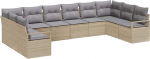 10-teiliges Garten Sofa Set mit Kissen Beigefarbenes Poly Rattan Gartenlounge Model3355229