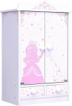 habeig XXL Children's Wardrobe, 52 cm High, Wall Cupboard, White, 2 Doors, Doll's Cupboard (Pink/White 833)