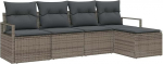 5-teiliges Garten Sofa Set mit Kissen grau Poly Rattan, 2-Sitzer Garten Sofa mit Stauraum & Kissen grau Poly Rattan Gartenlounge Model3355008