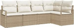 5-teiliges Garten Sofa Set mit Kissen Beige Poly Rattan, 2-Sitzer Garten Sofa mit Stauraum & Kissen Beige Poly Rattan Gartenlounge Model3355050