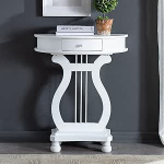 Halbrunder Konsolentisch - Moderner Holzakzenttisch f&uuml;r Flur und kleine R&auml;ume - rechteckiger Sockel, Eingangs-Beistelltisch