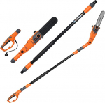 COSTWAY Pole Pruner, 212-286 cm, 11 m/s, 750 W, Multi-Angle Chainsaw, Electric Pole Saw, Telescopic Pruning Saw with Adjustable Saw Head, Aluminium, Chainsaw Professional, for Yard Garden, Orange