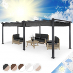 blumfeldt Pantheon Pergola, Sun Canopy, Patio Canopy, Rustproof Powder-Coated Aluminium and Water-Repellent PU Coating, Infinitely Adjustable Canopy, Includes 16 x Canopy Pegs.