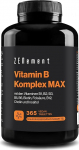 Vitamin B Complex Max, vitamiinidega B1, B2, B3, B5, B6, biotiin, foolhape, B12, koliin ja inositool, 365 vegantabletti | V&auml;simus, normaalne vaimne v&otilde;imekus ja immuuns&uuml;steem